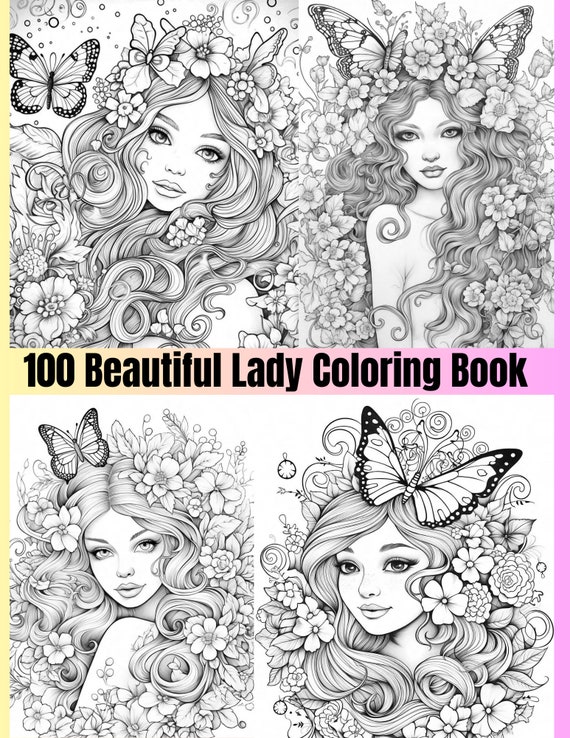 Beautiful Girls: A Hand-Drawn Coloring Book, Adult Coloring Books for Women,  Large Print Coloring Books (Paperback)