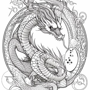 50 Dragon Coloring Pages,Adults Printable Coloring Pages ,Adult Dragon Colouring Book - Digital Download,Instant Pdf Download