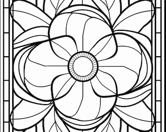 51 Flower Stained Glass Coloring Pages: Stress Relief (PDF Download)