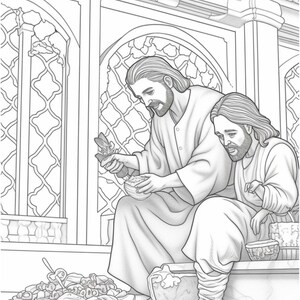 50 Religious Scene Coloring Pages for Adults and Children - Instant Digital Download,Printable Coloring Pages
