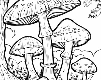 Mushroom Coloring Pages: 100 Printable Designs for Adults (Digital Download)