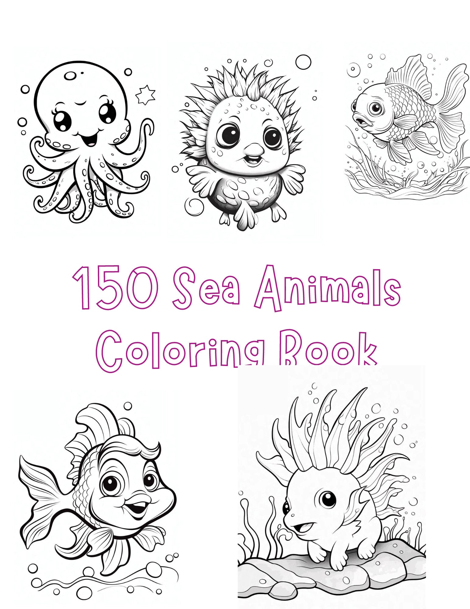 150 Cute Sea Animals Coloring Pages,kids Printable Coloring Pages