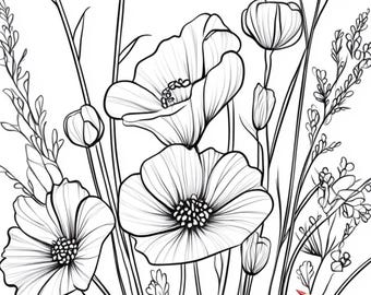 70 Flower Coloring Pages: Stress Relief for Adults & Kids (PDF Download)