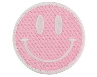 Pink Smiley Iron-on Patch