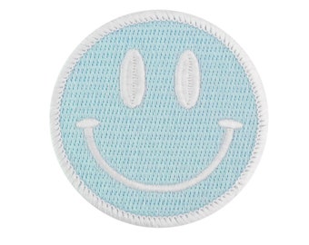 Blue Smiley Iron-on Patch