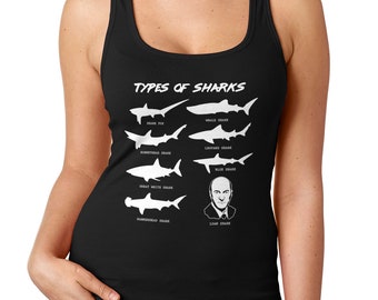 Types Of Sharks Loan Shark Funny Vintage Movie Shark Lover Women's Racerback Tank Top