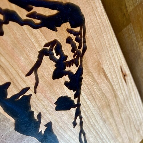 Handmade Edge Grain Charcuterie – Cherry, Black Walnut w/ Epoxy shops Inlay - Mt Hood, Oregon