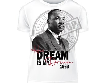 MLK Inspirational Leader Portrait "His Dream is My Dream" PNG, Motivational Quote Artwork Digital File