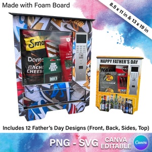 Father&#39;s Day 3D Vending Machine Bundle PNG Files, Fun Gift, Put-Together Template, 13x19 & 8.5x11