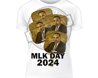 MLK Day 2024, Church Fan, Commemorative Leader's Day 2024 Artwork - Inspiring Digital Portrait PNG, POD Ready