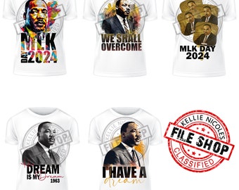 MLK Inspirational Quote T-Shirt Bundle PNG, Civil Rights Leader Tee Design Pack, High Quality PNG