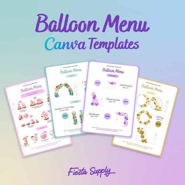 Plus de 150 modèles de menus de ballons personnalisables (Canva)