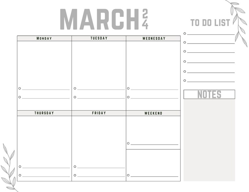 LAMINATED 2024 Monthly Calendar, Landscape, PDF & JPEG Digital Download