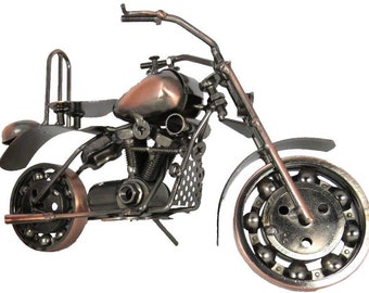 Model Motorcycle Chopper Metal Motorcycle Collectible Handmade Iron Sculpture