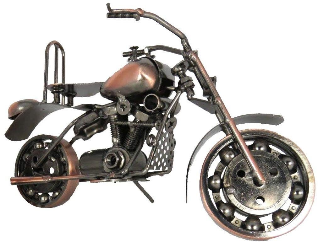 Classic Motorcycle Iron Pen Stand Sculpture - Metal Handmade Craft