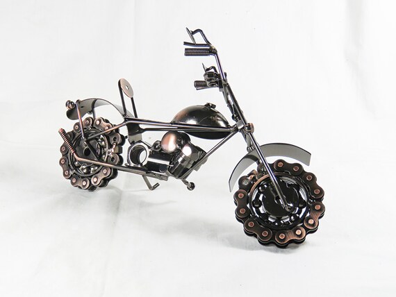 モデルオートバイチョッパー金属バイク収集品手作り鉄の彫刻 - Etsy 日本