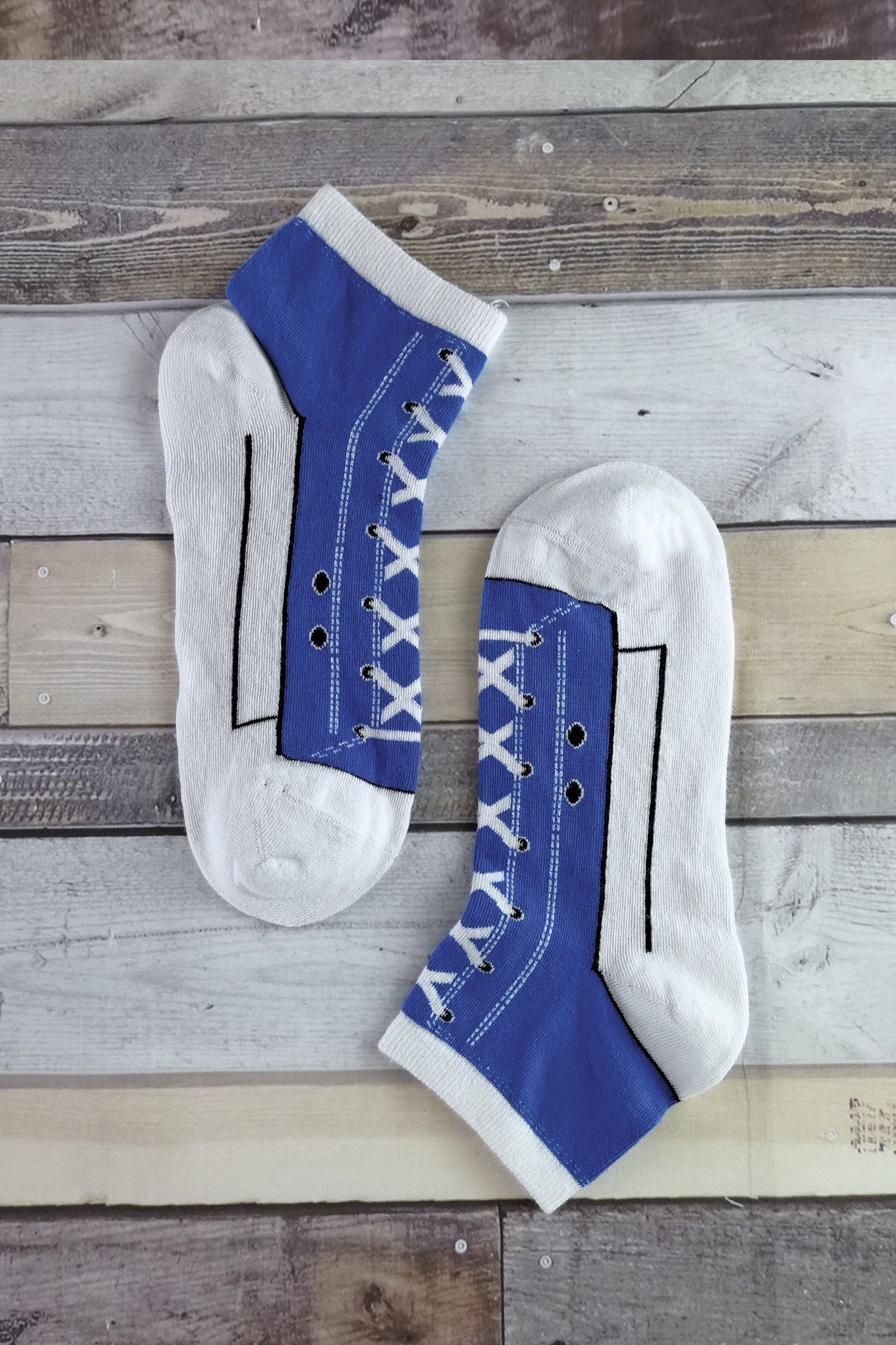 Socks That Look Like Shoes Novelty Gift for Ladies & Men 2 Pairs Blue