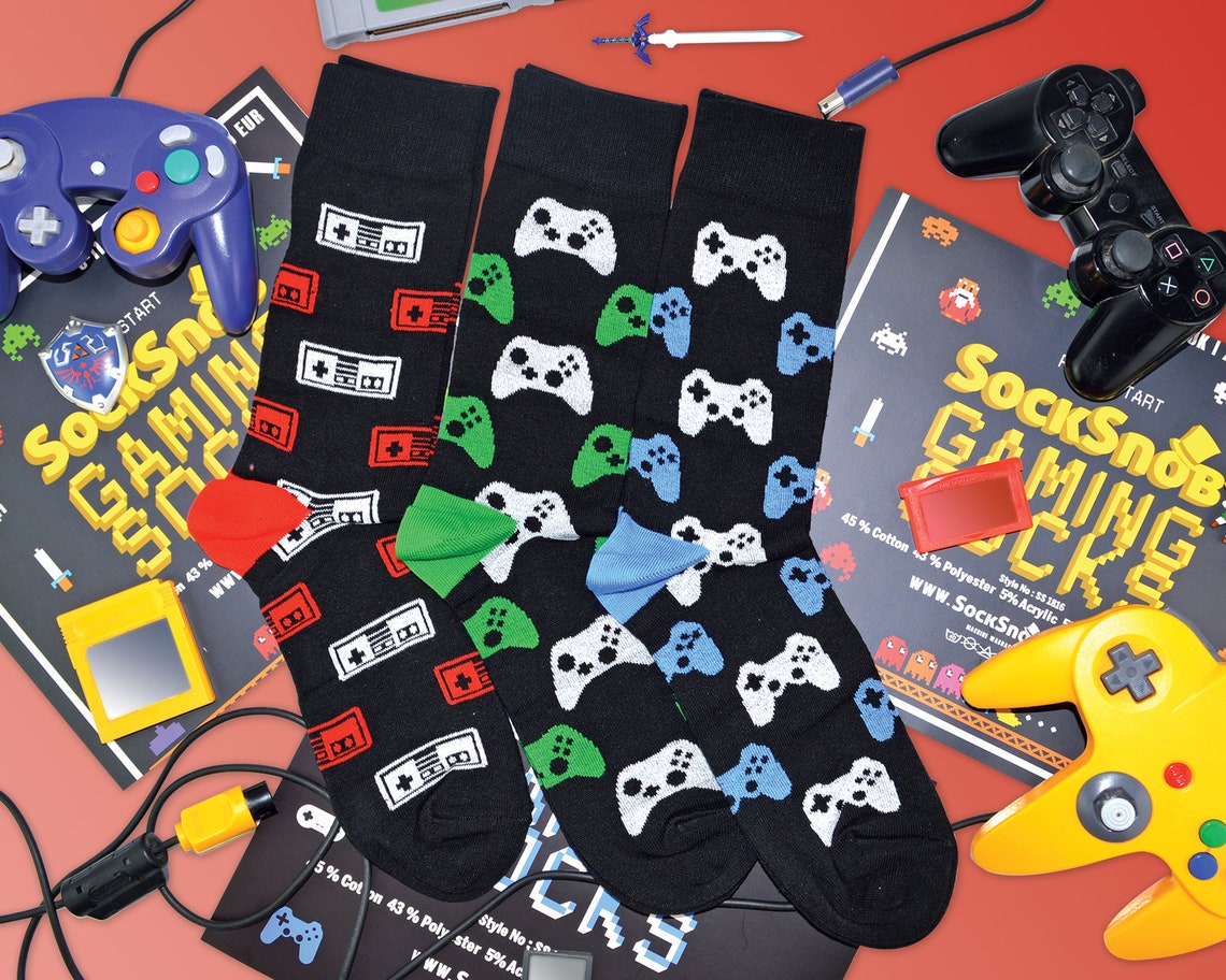 3 Pk Mens Retro Gaming Novelty Video Game Socks Etsy
