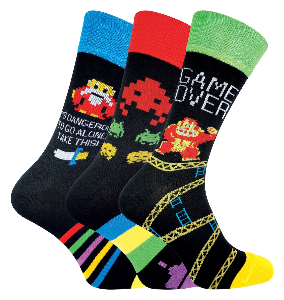3 Pk Mens Retro Gaming Novelty Video Game Socks Etsy