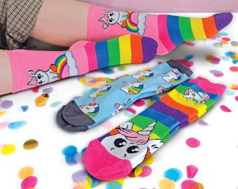 Mädchen 3 Pk Regenbogen Einhorn Socken
