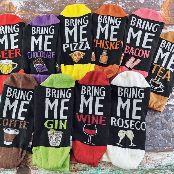 If You Can Read This Bring Me Socks | Tea | Coffee | Beer | Wine | Gin | Prosecco | Whiskey | Pizza | Chocolate | Bacon | Novelty Gift Socks