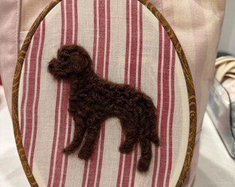 Naaldvilten chocolade doodle hoepelkunst: gepersonaliseerd huisdier gedenkteken muurdecoratie cadeau