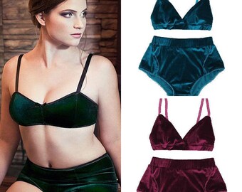 velvet bra and panty set