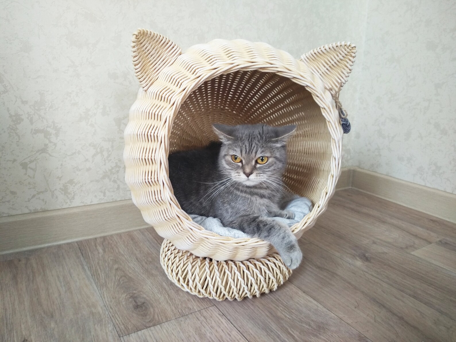 Cat bed cave Wicker basket cats House for cats or dogs Unique Etsy