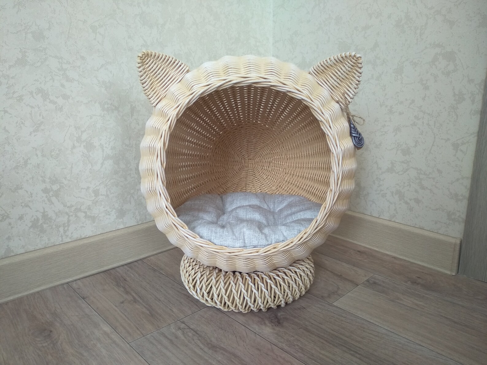 Cat bed cave Wicker basket cats House for cats or dogs Unique Etsy