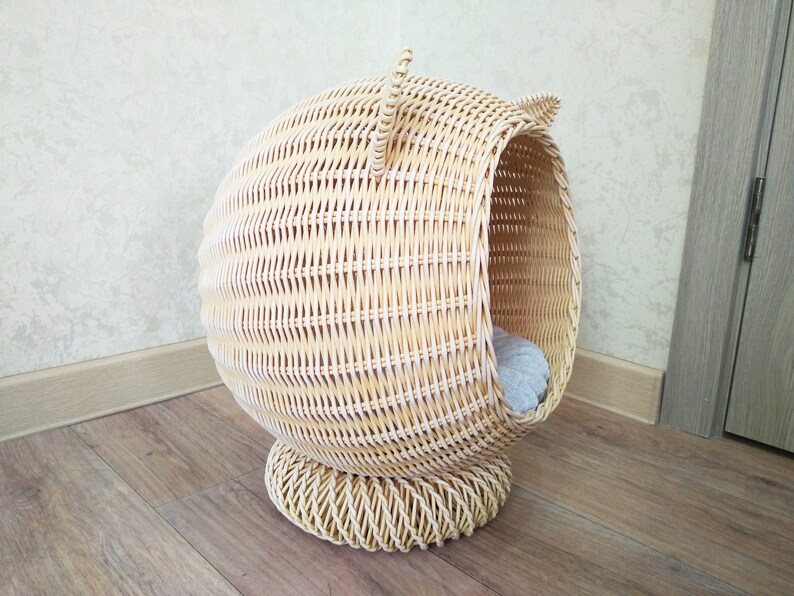 Cat bed cave Wicker basket cats House for cats or dogs Unique Etsy