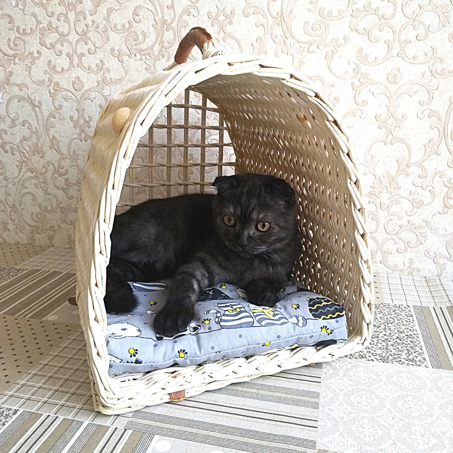 Wicker cat carrier CUSHION Travel cat bed Carrier for cats Etsy