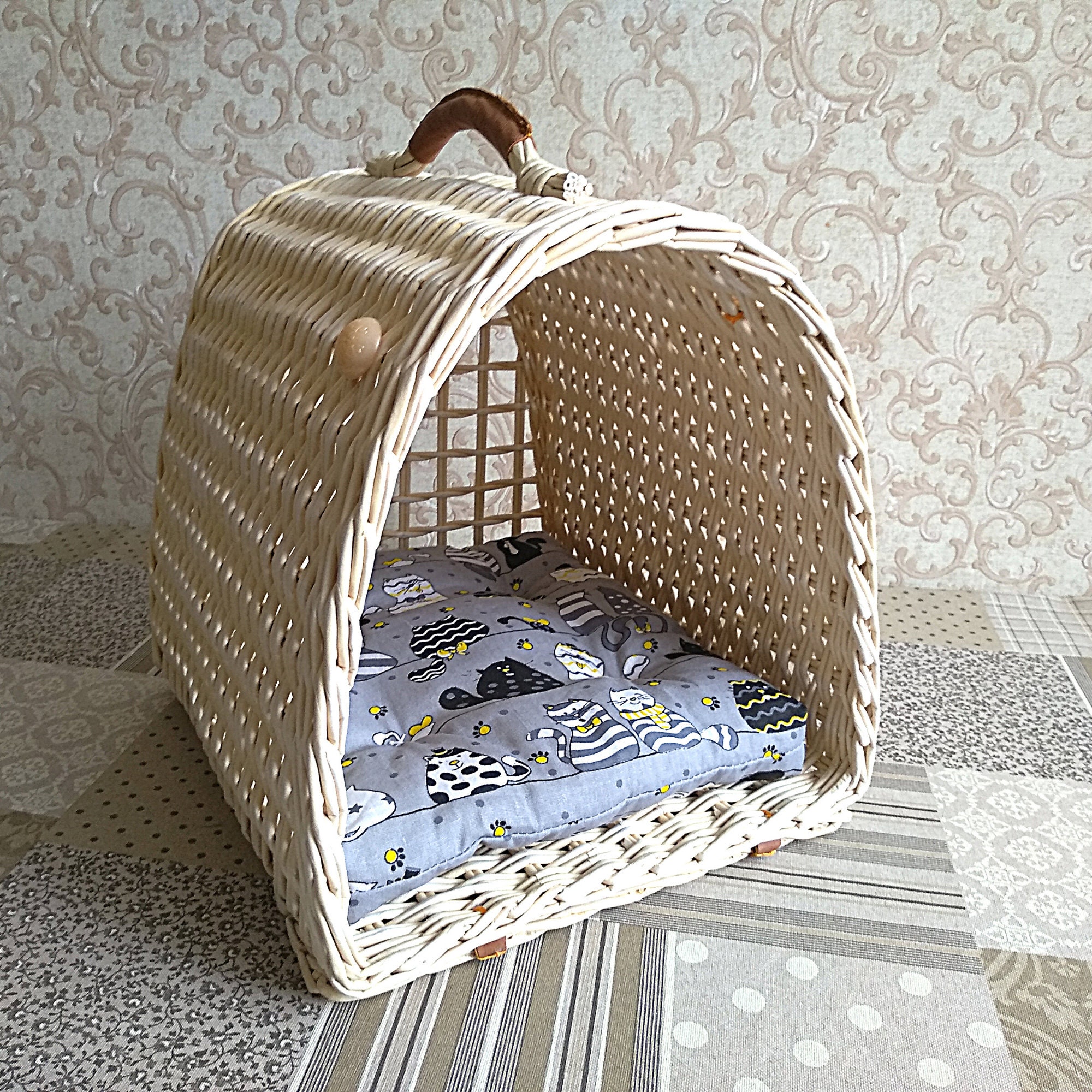 Wicker cat carrier CUSHION Travel cat bed Carrier for cats Etsy