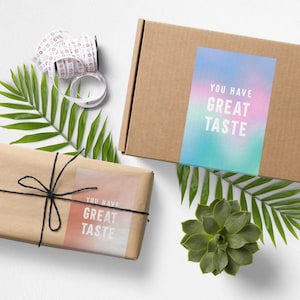 Editable Packaging Label Template - Printable Box Seal Label, DIY Shipping Label, Personalised Parcel Seal Sticker With Logo, Holographic
