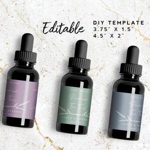 Botanical Label For Essential Oil Bottles - DIY Bottle Label, Body Product Label, Cosmetics Branding Template, Floral Branding Packaging