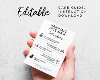 Druckfertige Gesichtsmaske Karte - Gesichtsmaske Instruktionskarte, Pflegeanleitung Karteneinsatz, druckbare Pflegeanleitung Vorlage, Pflegeanleitung Karte