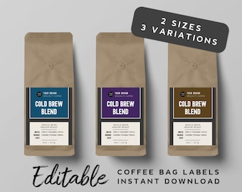 Printable Coffee Bag Label Template Editable Coffee Packaging | Etsy