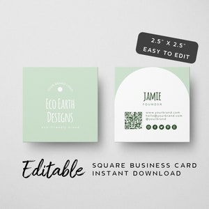Hellgrüne QR Code Visitenkarten Vorlage - DIY Visitenkarten, Personal Branding Karte, Boutique Branding, Pastell Business Stationery