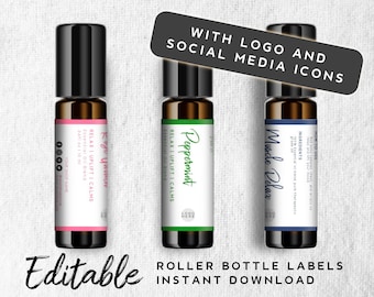 Customizable Label Design for Essential Oil - Roller Bottle Label, Custom Label Design, Minimalist Product Label Template, Premade Label
