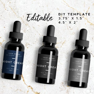Black Product Label Template - Minimalist Bottle Label, Product Labels DIY Cosmetic Label Design, Beard Oil Label, Mens Cosmetic Label