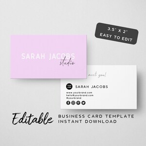 Roze Chic Visitekaartje Sjabloon - Bewerkbare Naam Kaart Ontwerp, Moderne DIY Visitekaartje Sjabloon, Vrouwelijk, Model, Cosmetische Branding