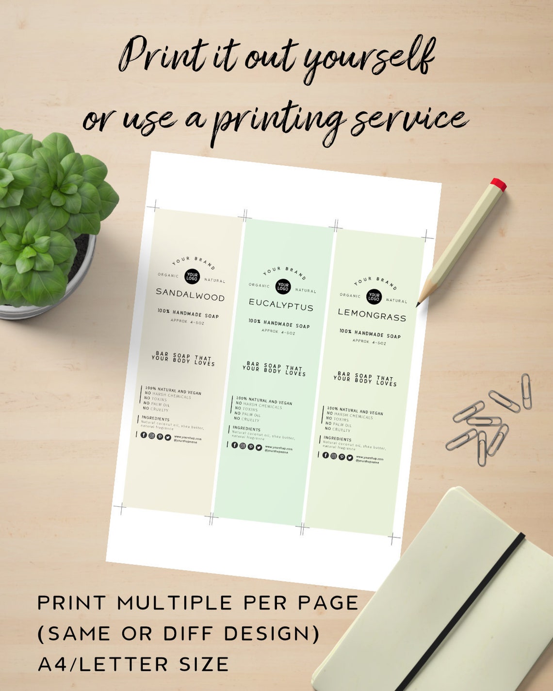 Bar Soap Label Printable Wrap Around Label Template Modern - Etsy