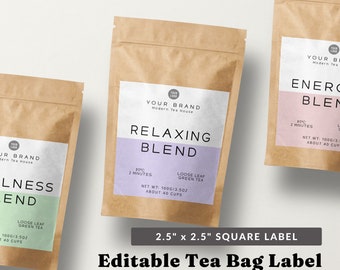 Editable Container Label Template - Printable Product Label Design, Tea Bag Label, Minimalist Label Printable, Modern Label Custom DIY Label