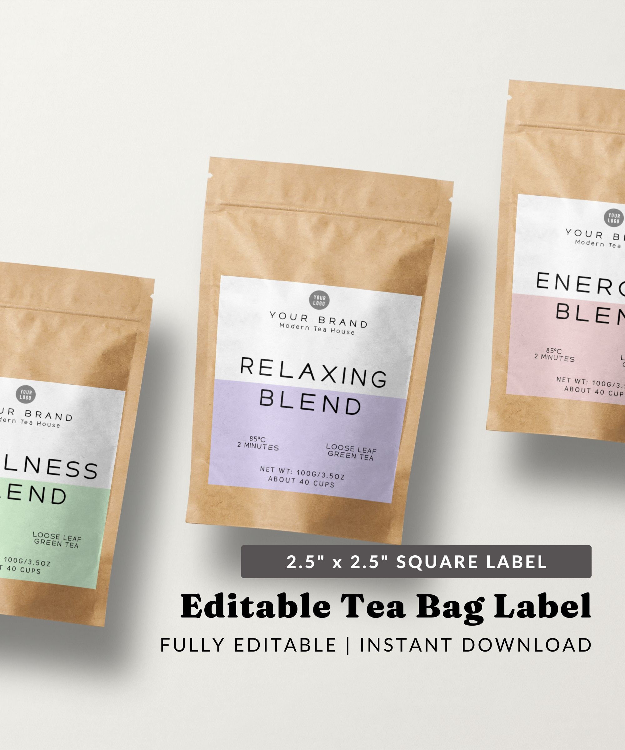 Tea Container Labels Editable Container Label Template - Printable Product Label Design, Tea ...