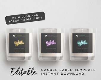 Luxury Candle Label Design - Personalized Candle Label, Create Your Own Label, Black Product Label Template, DIY Product Packaging