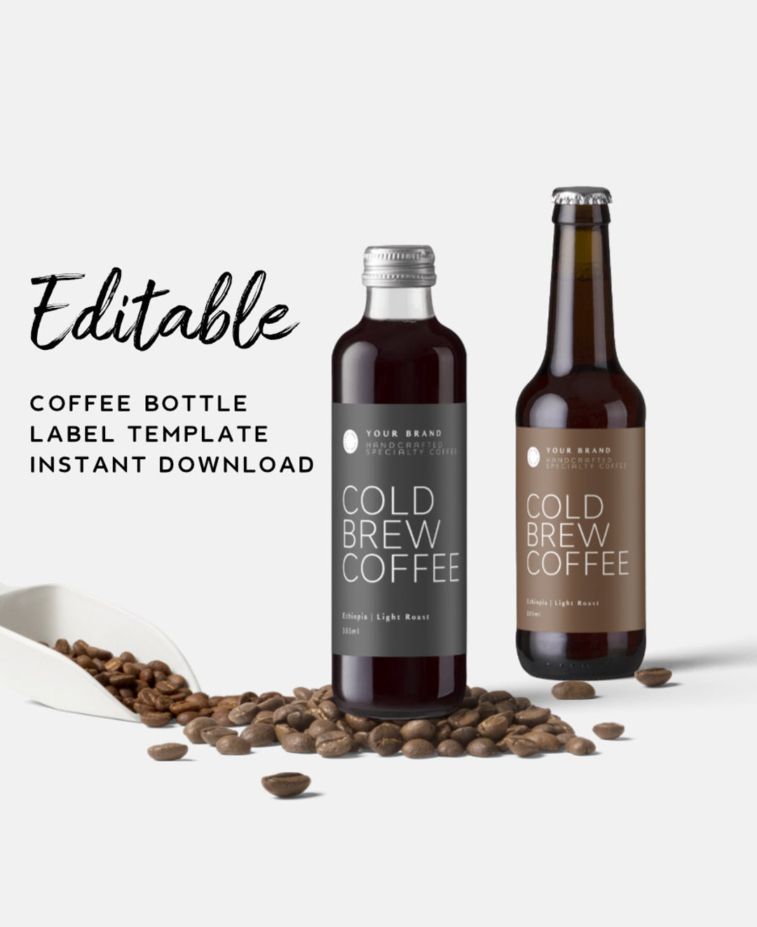 DIY Cold Brew Label Coffee Bottle Label Template, Beverage Label Design