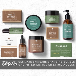 Beauty Product Label Template Bundle - Branding, Skincare Label Templates, Dropper Bottle Label Design, Custom Skin Care Label Stickers,