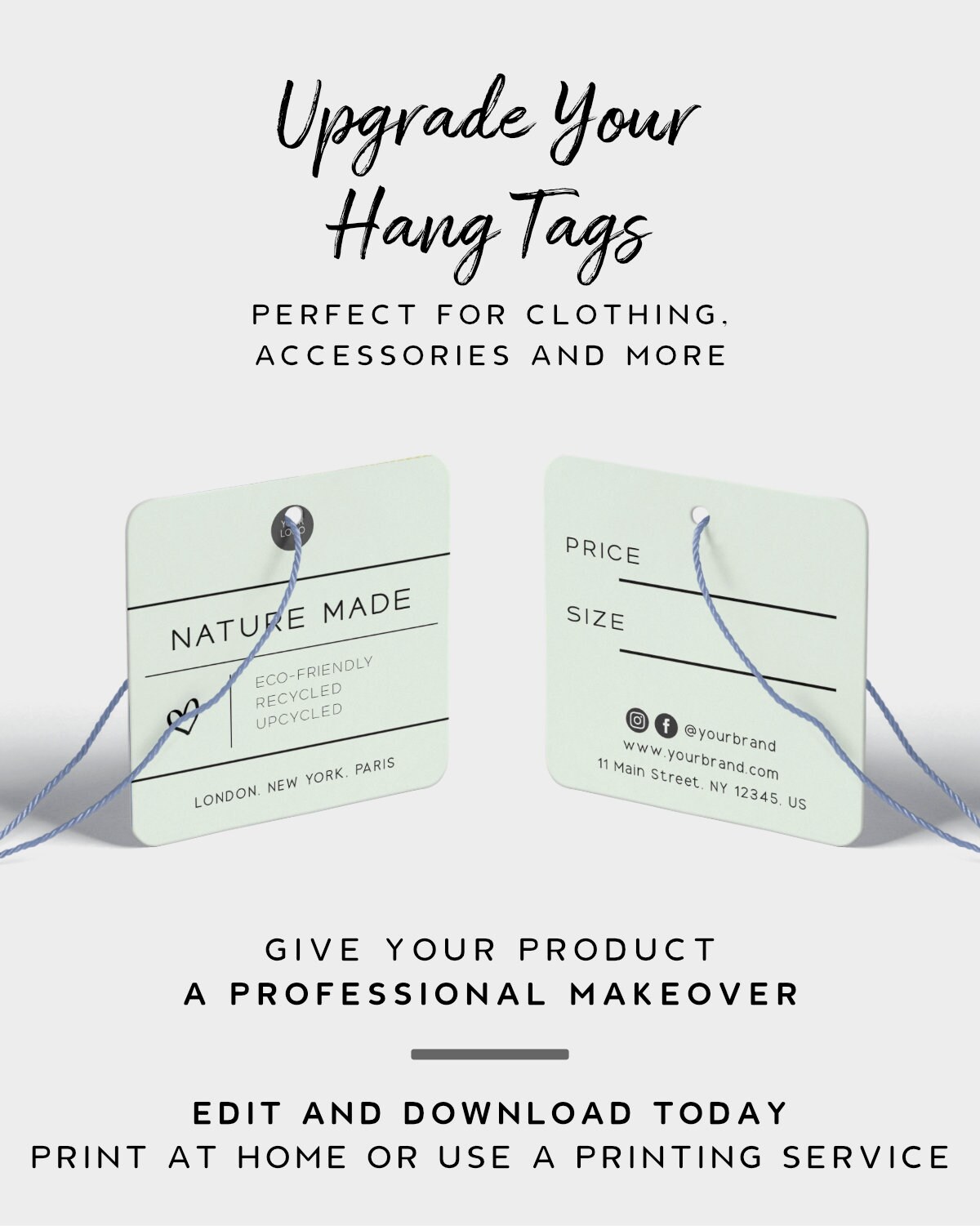 Tag Design Simple Ready to Print Hang Tag Template - Square Product Tag Design, DIY Tag ...