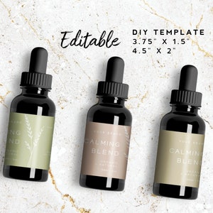 Pastel Floral Label Template - Bottle Label Design Template, Editable Body Product Label, Essential Oil Bottle, Blush Pink Product Label