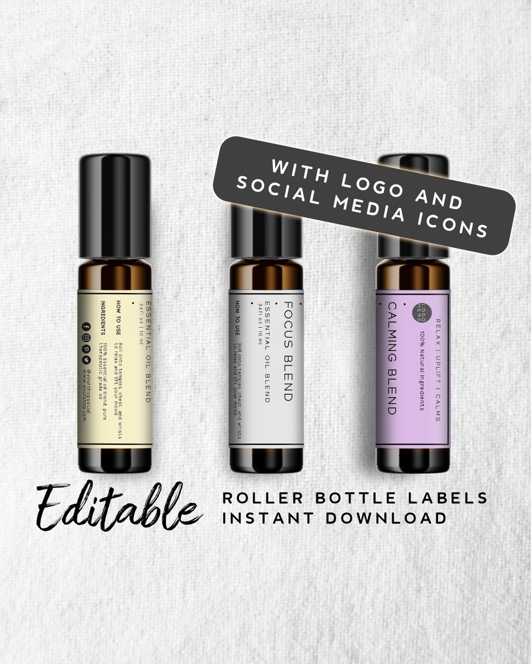 Roller Bottle Label Template - Product Label Design, Essential Oil ...