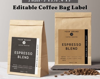 Modern Coffee Bag Label Template - Coffee Label Printable, Label for Handmade Products, Branding Template, Label Packaging Stickers DIY